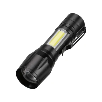 USB Recargable XPE+COB LED con Zoom Linterna Antorcha Lámpara Linternas Construido en la Batería Con el Cable USB de la Caja de Regalo