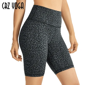CRZ YOGA para la Mujer Desnuda Sensación de Talle Alto, Atlético de Yoga pantalones Cortos de Entrenamiento Ciclista Cortos - 8 Pulgadas