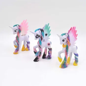 14cm de My little pony lindo pvc unicornio PVC poco ponis caballos de acción de juguete figuras de muñecos para niña de cumpleaños regalo de navidad