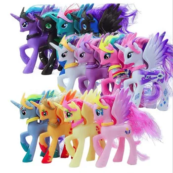 14cm de My little pony lindo pvc unicornio PVC poco ponis caballos de acción de juguete figuras de muñecos para niña de cumpleaños regalo de navidad