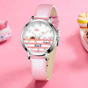 KDM Gato de dibujos animados los Niños Relojes Niños Impermeable Reloj Para Chica Estudiante Reloj Reloj Infantil Saati Encantadora Muchacha hermosa Reloj de Cuarzo