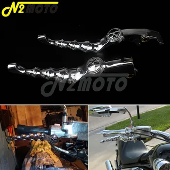 Chrome Motocicleta Cráneo de la Mano de Esqueleto de Freno Palancas de Embrague Para Honda Shadow Nighthawk Magna Espíritu VT 600 750 1300 1100 CB750