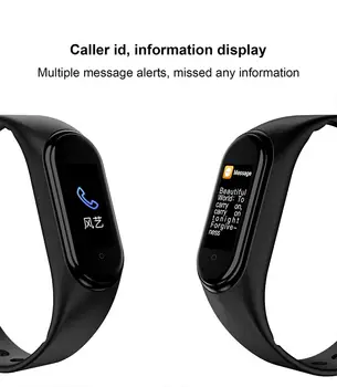 Los deportes de la Pulsera de los Hombres y de las Mujeres a prueba de agua de Color Inteligente de Pantalla M4 Reloj Monitor de Ritmo Cardíaco de Vigilancia de la Salud Tracker Smartband