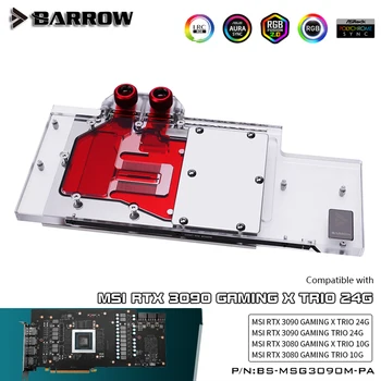 Barrow GPU Bloque de Agua Para MSI RTX 3090/3080 JUEGO X TRÍO ,Cubierta Completa 5v ARGB Cooler de la GPU, Placa base AURA de SINCRONIZACIÓN BS-MSG3090M-PA
