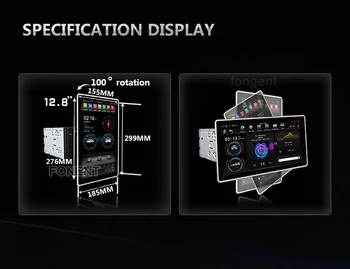 KD-1280 nuevo modelo PX6 Android 9.0 Unidad 4+64GB 100 ángulo de rotación de 12.8 pulgadas coche de Apoyo de detección de equilibrio del coche universal de vídeo