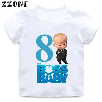 Niños/Niñas El Jefe Bebé Número del 1 al 9 de Impresión de la camiseta de Felices los Niños Regalo de Cumpleaños de la Ropa de los Niños de dibujos animados Divertido Baby T-shirt