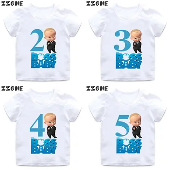 Niños/Niñas El Jefe Bebé Número del 1 al 9 de Impresión de la camiseta de Felices los Niños Regalo de Cumpleaños de la Ropa de los Niños de dibujos animados Divertido Baby T-shirt