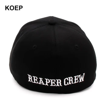 KOEP SOA Sombreros Negros Hijos De la Anarquía Para Reaper Crew Equipada Gorra de Béisbol de las Mujeres de los Hombres de Letras de Bordado del Sombrero de Hip Hop Sombrero Para los Hombres