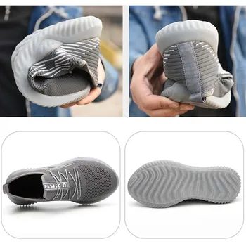 Nueva exhibición de los zapatos de seguridad 2019 de los hombres de verano transpirable nti-rompiendo la perforación de seguridad del sitio de trabajo Ligero fondo suave zapatillas de deporte