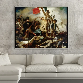 La libertad Guiando al Pueblo por el Artista Eugene Delacroix El arte Clásico del Louvre, de la Colección de Impresión de la Lona de Pintura Decoración картины