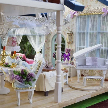 BRICOLAJE de Casa de Muñecas en Miniatura casa de Muñecas Con Muebles de Madera de la Casa de Miniaturas Juguetes Para Niños de Año Nuevo Regalo de Navidad Una