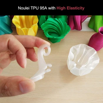 Noulei Flexible de TPU Filamento de la Impresión 3D de 1.75 mm 1 kg multicolor Rojo, Verde y Transparente para la Impresora 3D de Material de filamento