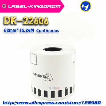 2 Rollos de Recarga Compatible DK-22606 Etiqueta de color Amarillo Recubiertos con Película 62mm*15.24 M Continua Compatible para Brother Impresora de Etiquetas DK-2606