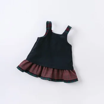 DB14871-2 dave bella otoño de niña pequeña princesa arco de la tela escocesa de la correa del vestido de lolita parte tirantes vestido de niño ropa de niños