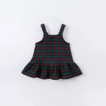 DB14871-2 dave bella otoño de niña pequeña princesa arco de la tela escocesa de la correa del vestido de lolita parte tirantes vestido de niño ropa de niños