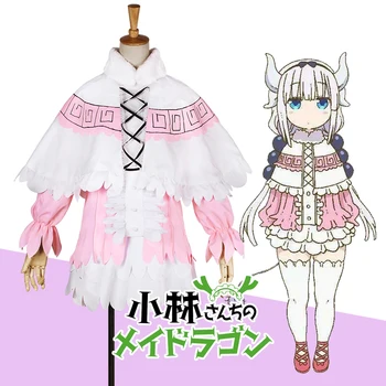 Japón Anime Señorita Kobayashi del Dragón de Mucama Kanna Kamui Cosplay Cotumes Uniforme de Mucama Lolita Vestido de Traje