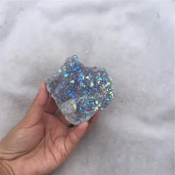 Natural ángel aura de cristal clúster de galvanoplastia recubrimiento de Titanio cuarzo clúster de piedra de Curación de 30 a 50 gramos