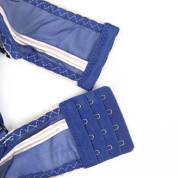 Ohyeahlover azul marino bra conjunto con beigelace superposición exóticas prendas de lencería sexy de patchwork más el tamaño de conjuntos de ropa interior RL80186