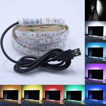 USB de 5V Potencia LED luz de Tira impermeable del RGB 5050 LED de la luz de la Cinta de la Cinta de 1M - 5M HDTV TV de Pantalla del Escritorio, luz de fondo Sesgo de iluminación
