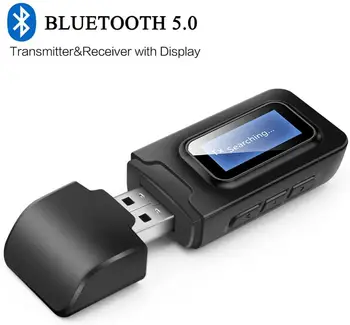 Pantalla LCD 2IN1 Receptor Bluetooth Aux Bluetooth Inalámbrico de 5.0 por Cable Altavoces/Auriculares/Casa de Transmisión de Música Estéreo Sistema de