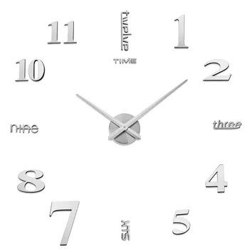 3D Reloj de Pared de Acrílico del Espejo Pegatinas Creativo DIY Relojes de Pared autoadhesivos Calcomanía etiqueta Engomada de la Decoración del Hogar de la Sala de Cuarzo de la Aguja