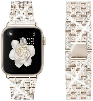 Correa de acero inoxidable Para el Apple watch 6 banda de 44 mm 40 mm iwatch cargo 5 4 3 mujeres del diamante de la banda para el apple watch correa de 38 mm 42 mm