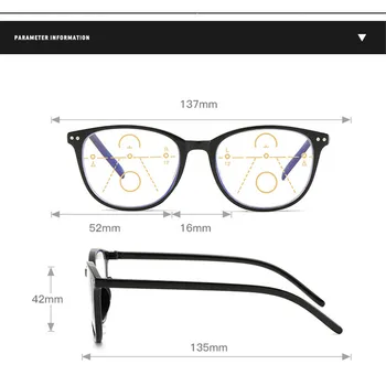Iboode Anti-Luz azul Multifocal Progresiva Gafas de Lectura de las Mujeres de los Hombres Retro Clásico Marco de Gafas de Presbicia Con +1.0 a +4.0