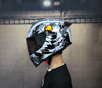 Casco de la motocicleta Completa de la máscara, bicicleta de calle, transparente gafas de protección, rendimiento de la motocicleta de protección casco de moto capac