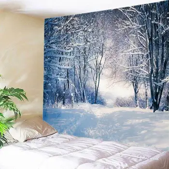 La Nieve Paisaje Tapiz Para Colgar En Pared De Nieve En El Bosque De Impresión De Vivir Decoración De La Habitación