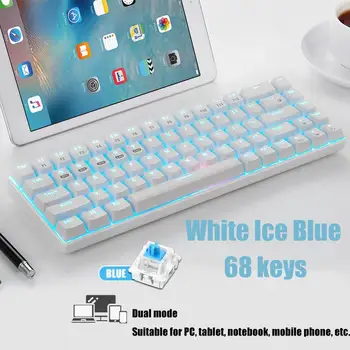 68 Teclas Inalámbrica Bluetooth Mecánica de Juego de Teclado Retroiluminación Azul del Interruptor Multi-Dispositivo de Teclado Para PC Portátil Computadora de Escritorio