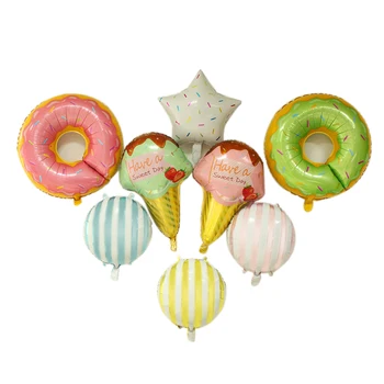 8pcs helado de donut traje de helio Globos metálicos de la estrella de la Ronda de dulces de Cumpleaños de la fiesta de la boda decoración de suministros de niños de juguete de bebé ducha