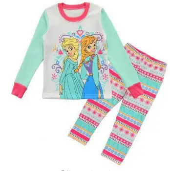 Nuevos niños niñas conjuntos de pijamas Blanco de la Nieve de la Princesa de pijamas de los niños pijama infantil, ropa de dormir a casa la ropa de dibujos animados Bebé pijama 2-7Y