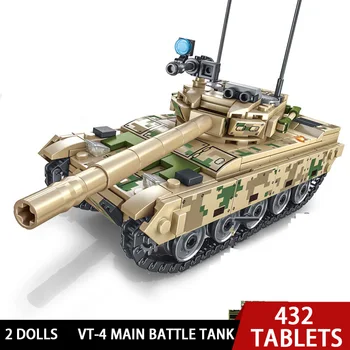 Sembo 432PC VT-4 Armadura Pesada Principal Tanque de Batalla Modelo de Bloques de Construcción Compatible Militar Soldado del Ejército de Juguetes Para niños Chicos