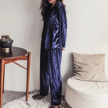 2 Piezas de Invierno de las Mujeres Espesar Suave y Cálida Pijamas de Mujer Pijama de Franela Conjunto de Mujer de Manga Larga ropa de dormir Pijamas para Niñas