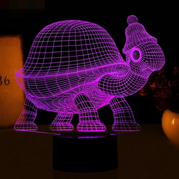 Tortuga 3D Remoto de la Lámpara Toque Animal Tortugas Marinas Lámpara de Mesa LED 7 Colores Cambio de USB Atmósfera de Interior de la Lámpara 3D Luz de la Noche los Regalos
