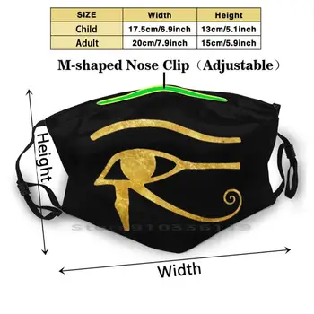 De Oro Wadjet Eye / Ojo De Horus Adultos Niños Lavable Divertida Máscara Facial Con Filtro Antiguo Horus Heru Egipcio Egipto Wadjet Udjat