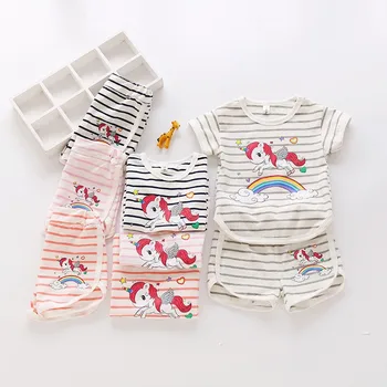 2020 Niña Ropa de Verano Establecer Lindo Unicornio T-shirt Cortos Boutique de ropa para Niño Ropa de Niño los Niños de Infantil de Conjuntos