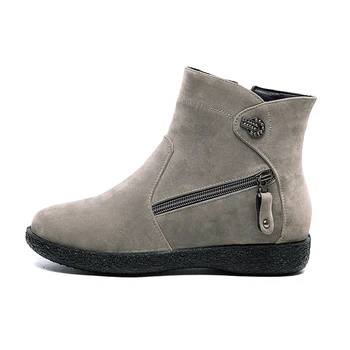 ROXDIA las mujeres de la nieve del tobillo botas de invierno de mujer zapatos slip on para damas cálidas pieles zapatos de moda más tamaño 35-43 marca RXM650
