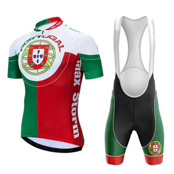 2020 equipo de Portugal gel culotte de ciclismo jersey traje al aire libre en bicicleta la ropa de verano de manga corta kit de ropa maillot de ciclismo hombre