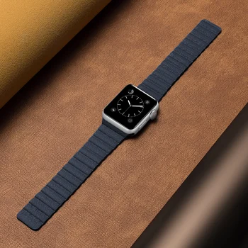 Correa de cuero para Apple Watch 6 SE 5 4 3 2 1 Para la serie iWatch banda de 44 MM 40 MM 38 mm 42 mm de pulseras Magnéticas de la correa de la pulsera