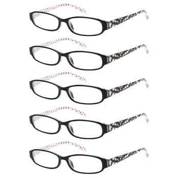 Pack de 5 Gafas de Lectura para los Hombres y Mujeres Bisagra de Resorte oval marcos de colores a los lectores de la calidad de los anteojos