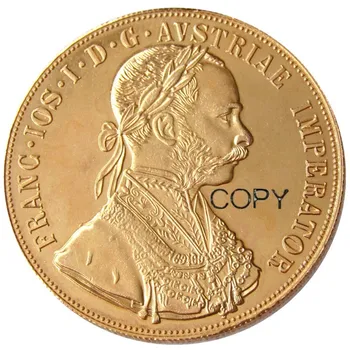 (1872-1899) Austria Diferentes Fechas de los Habsburgo, 4 Ducados - Franz Joseph I de Diámetro de 40 mm, Real Chapado en Oro, Monedas de COPIA