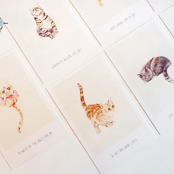 30 pcs/pack Lindo gato animales de compañía de la Tarjeta de Felicitación, tarjeta Postal de Cumpleaños Carta de Sobres de la Tarjeta de Regalo de Mensajes de la Tarjeta