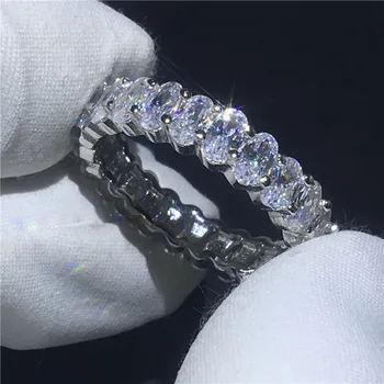 2018 Tenis anillo de Dedo de la corte ovalado AAAAA Cz Sona de Piedra de Plata de color de Compromiso de la boda banda anillo de las mujeres de la Joyería