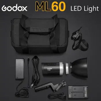 Godox ML60 Estudio Portátil LED de Luz de la Fotografía de Retrato Llenar de Luz de 60W 5600K CRI96 TLCI97 16 Grupos de 32 Canales de la Pantalla LCD