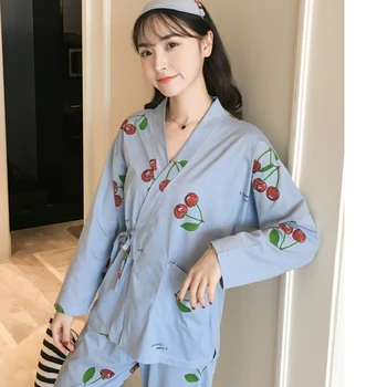 2020 Otoño Invierno Pijamas, Conjuntos de Kimono Correas de Estilo de Mujer Completa y Elegante ropa de dormir Ropa de las Mujeres Pijama Conjunto con el Ojo-patch