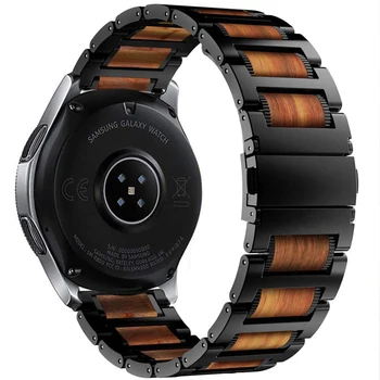 Correa de reloj de Acero Inoxidable de Madera para Samsung Watch 3 41 mm 45 mm Bandas de 20mm 22mm para Huawei Watch 2 Pulsera de la Correa de Liberación Rápida