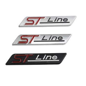 3X Metal Cromado Negro Mate STline ST línea del Coche Insignia Emblema Auto de calcomanías 3D etiqueta Engomada de Emblema para el Ford Focus ST Mondeo