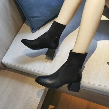 Nueva 2020 Cómodo para la Mujer de la Oficina de Moda Otoño Sólido Zapatos de Mujer zapatos de Tacón Alto Señora de Tobillo