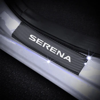 Coche Umbral de la Puerta de desgaste de la Placa Para Nissan Serena 4D de Fibra de Carbono de la etiqueta Engomada de Bienvenida Pedal del Umbral de Accesorios de Automóviles 4Pcs/set